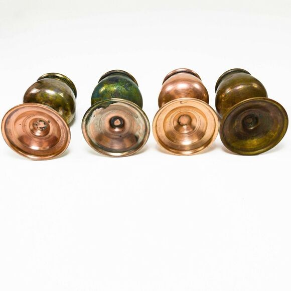 VINTAGE COPPER SET 4/6 CORDIAL SHOT GLASSES GOBLET TRAY MAYAN AZTEC CALENDAR - Picture 6 of 12